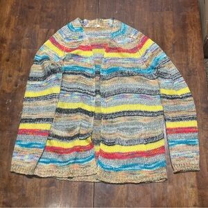 Cardigan Jacket Rainbow Striped Sweater Knit Acrylic Women's Size Small